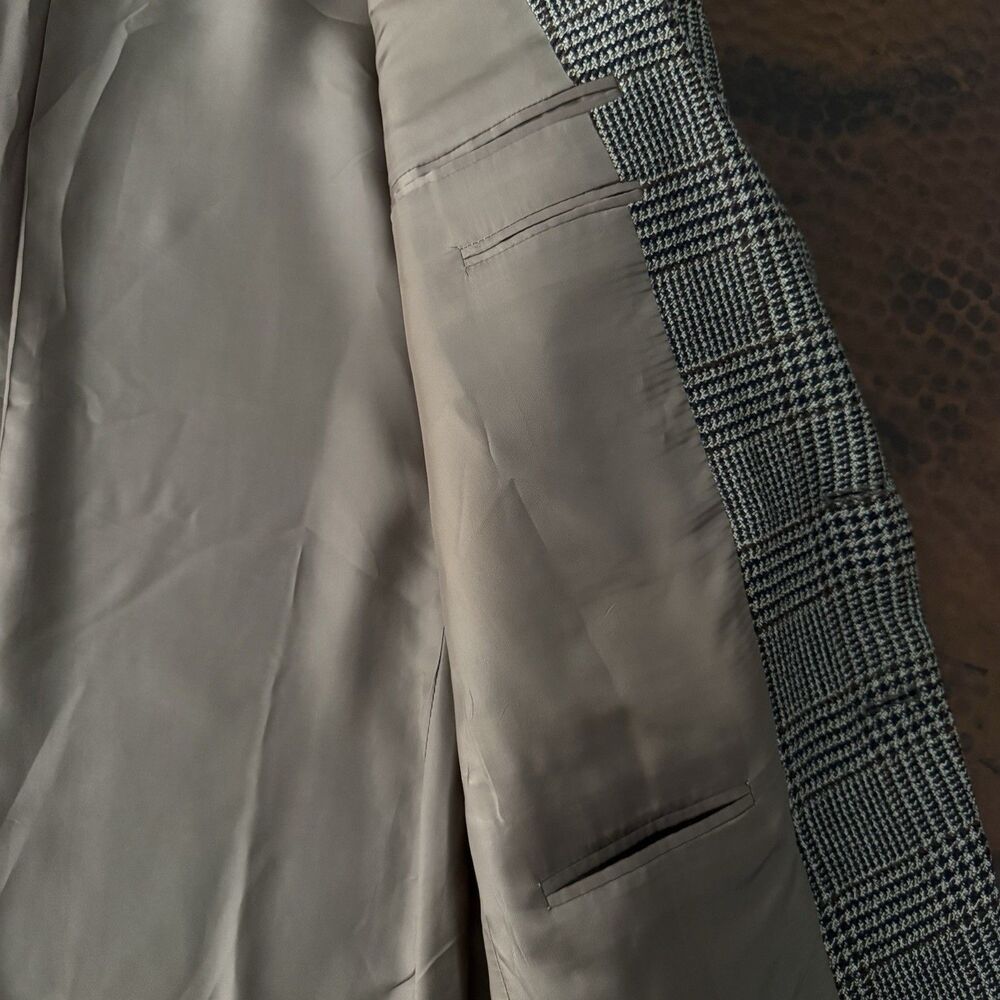 Corneliani Harry Rosen Blazer Men 38R/ 48IT Brown Glen Plaid Wool Cupro Italy - Picture 15 of 16